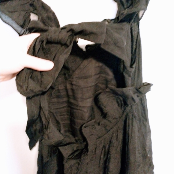 H&M NWT lyocell blend flounced black dress.  Long with open back with a tie clos - Picture 5 of 8